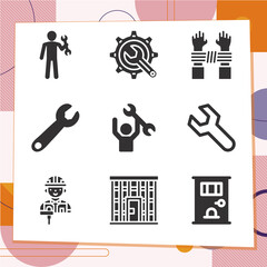 Simple set of 9 icons related to confined