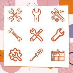 Simple set of 9 icons related to vatican