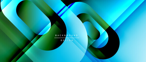 Vector geometric abstract background with lines and modern forms. Fluid gradient with abstract round shapes and shadow and light effects