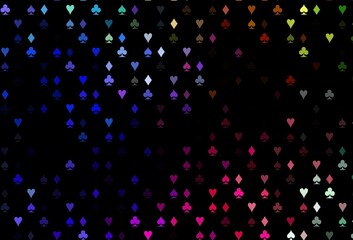 Dark Multicolor, Rainbow vector pattern with symbol of cards.