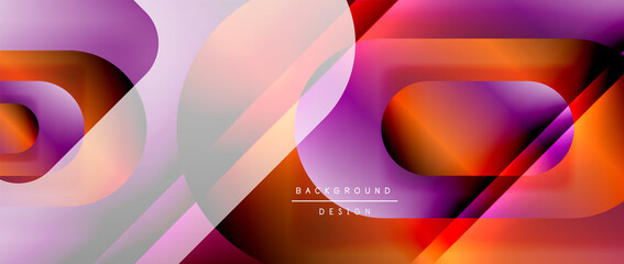Vector geometric abstract background with lines and modern forms. Fluid gradient with abstract round shapes and shadow and light effects