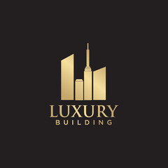 Luxury building logo design with golden color