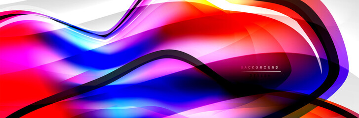 Vector abstract background, flowing liquid style bubble with metallic, color quicksilver chrome texture and color glow effects