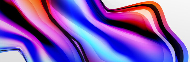 Vector abstract background, flowing liquid style bubble with metallic, color quicksilver chrome texture and color glow effects