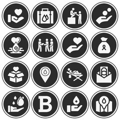 16 pack of donation  filled web icons set