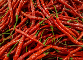red chili in a basket at a market in Indonesia