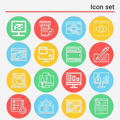 16 pack of tab  lineal web icons set