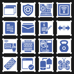 16 pack of screen  filled web icons set