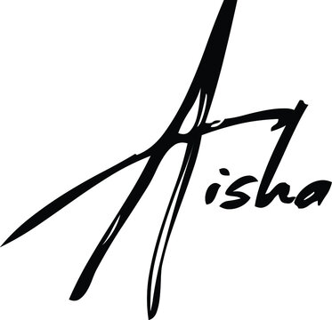 Aisha-Female Name Modern Brush Calligraphy Cursive Text on White Background