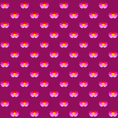light pink lotus flower on a dark pink background repeat pattern
