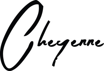 Cheyenn-Female Name Modern Brush Calligraphy Cursive Text on White Background