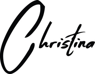 Christina-Female Name Modern Brush Calligraphy Cursive Text on White Background
