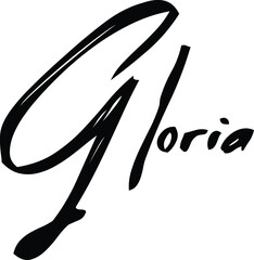 Gloria-Female Name Modern Brush Calligraphy Cursive Text on White Background - obrazy, fototapety, plakaty
