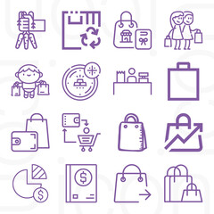 16 pack of taxes  lineal web icons set