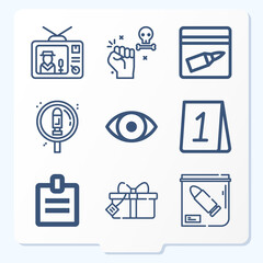 Simple set of 9 icons related to demonstrate