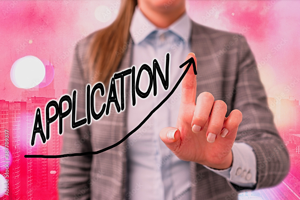 Poster text sign showing application. business photo text computer program that is designed for a particula