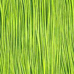 Bright green and yellow vertical wavy lines seamless pattern. Striped nature green background. Hand drawn Textured template for design, textile, wallpaper, ceramics tile.