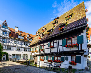 historic facades at the old town of Ulm in Germany