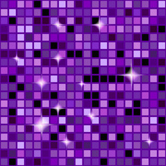 Purple seamless mosaic shimmer background. Sparkle glitter backdrop. Disco ball texture wallpaper.