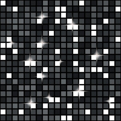 Black Diamond disco lights seamless pattern. Mosaic shimmer background