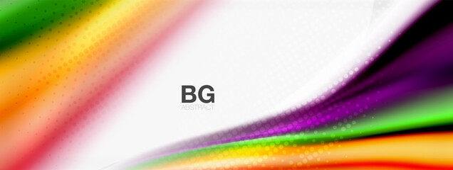 Abstract Background. Smooth flowing lines, blurred waves, rainbow color style stripes. Vector illustrations for covers, banners, flyers and posters and other