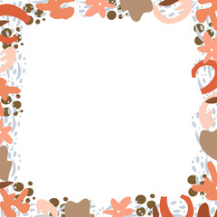 Abstract square frame with geometric shapes isolated on white background. 