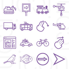 16 pack of reactionary  lineal web icons set