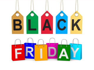 black friday on white background. Isolated 3D illustration