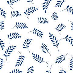 Fototapeta premium Tropic seamless pattern with color leaves