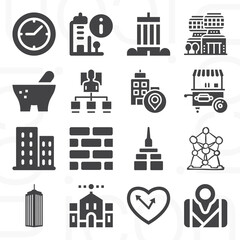 16 pack of brick  filled web icons set