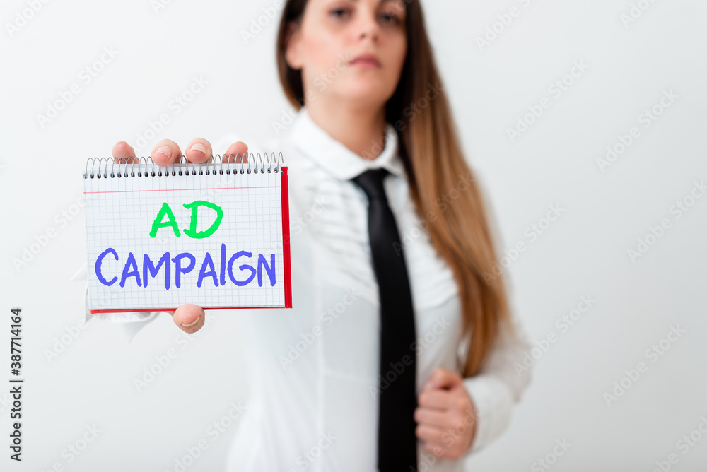 Poster text sign showing ad campaign. business photo text promotion of specific product or service through 