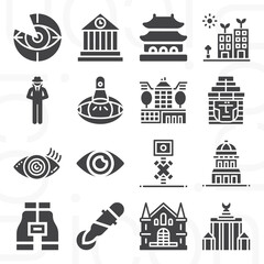 16 pack of down town  filled web icons set