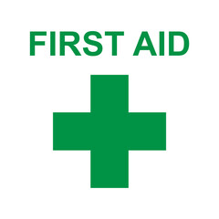 First aid sign, health cross medical symbol, medicine emergency illustration icon, safety design