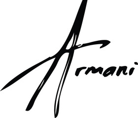 Armani-Female Name Modern Brush Calligraphy Cursive Text on White Background