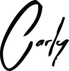Carly.-Female Name Modern Brush Calligraphy Cursive Text on White Background