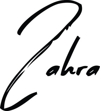 Zahra-Female Name Modern Brush Calligraphy Cursive Text on White Background