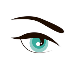 Open eye with eyebrow simple sign icon - 387718370
