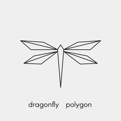 Geometric polygonal linear dragonfly. Dragonfly icon.