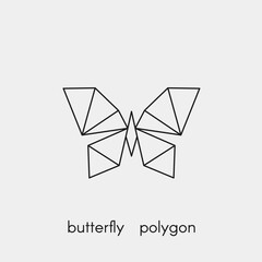 Geometric polygonal linear butterfly. Butterfly icon.