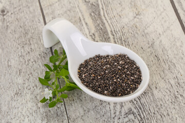 Dietary Chia seeds in the bowl