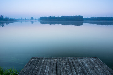 early morning before sunrise over the lake