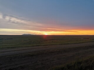 sunset over the field