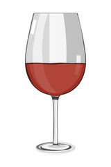 Glass of red wine in flat design