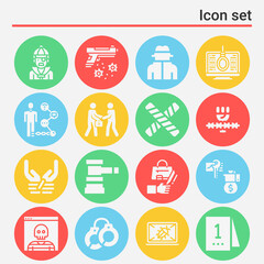 16 pack of delinquency  filled web icons set