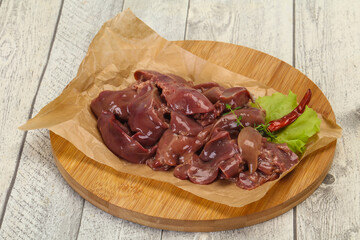 Raw chicken liver ready for cooking