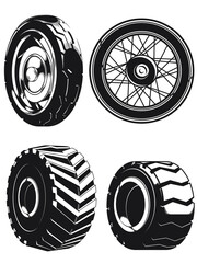 Silhouette motorcycle wheels car tires vector