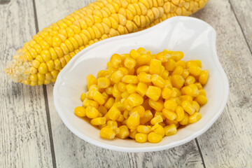 Young corn seeds in the bowl