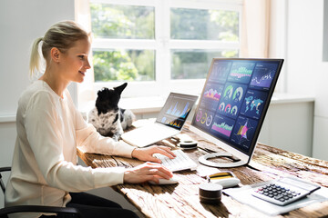 Women Using KPI Analytics Technology For Marketing On Computer
