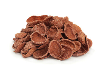 Brown cocoa cornflakes closeup