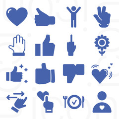 16 pack of kindness  filled web icons set